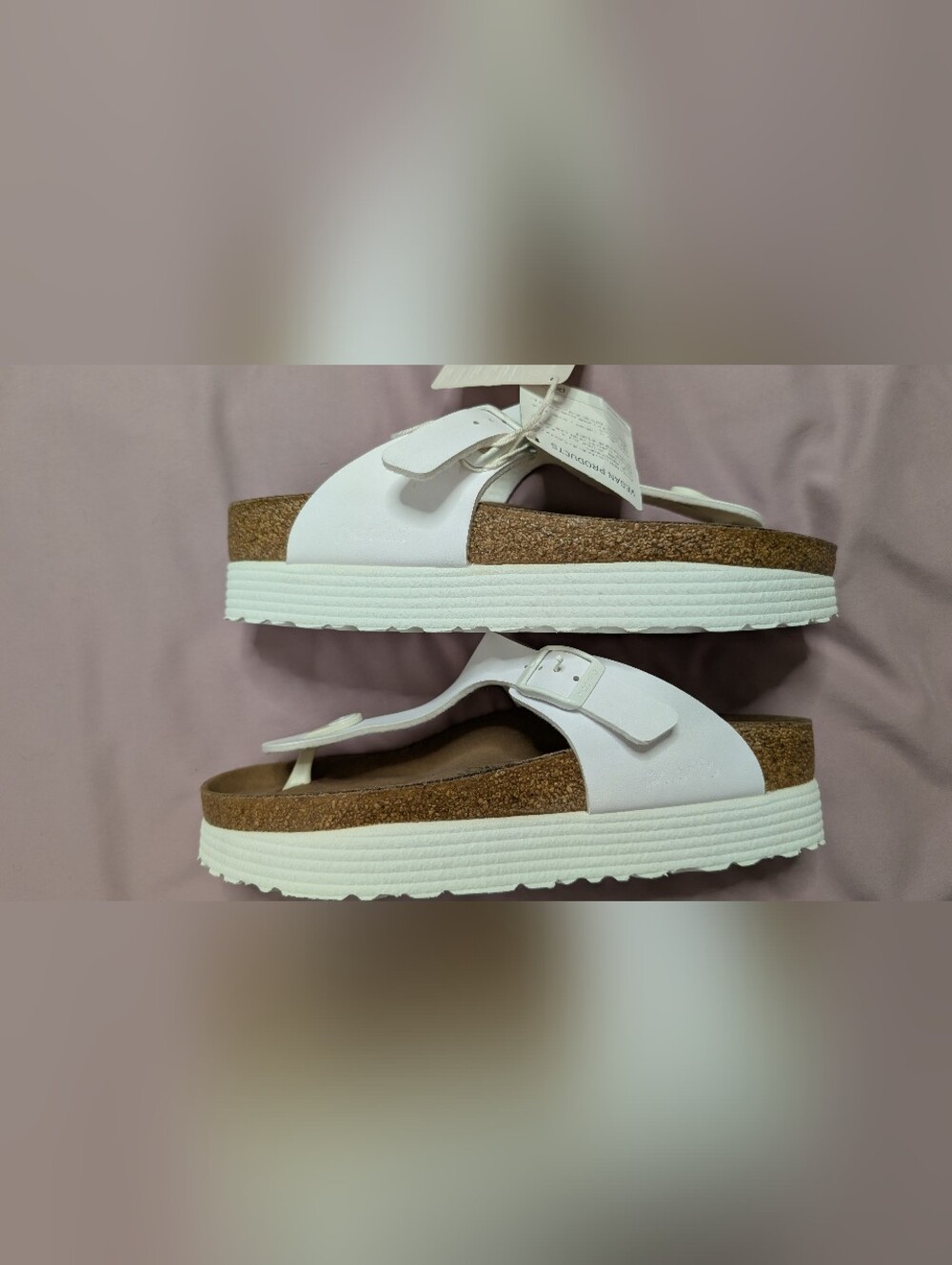 Birken Papillio White Vegan Platform Sandals with Cork Footbed